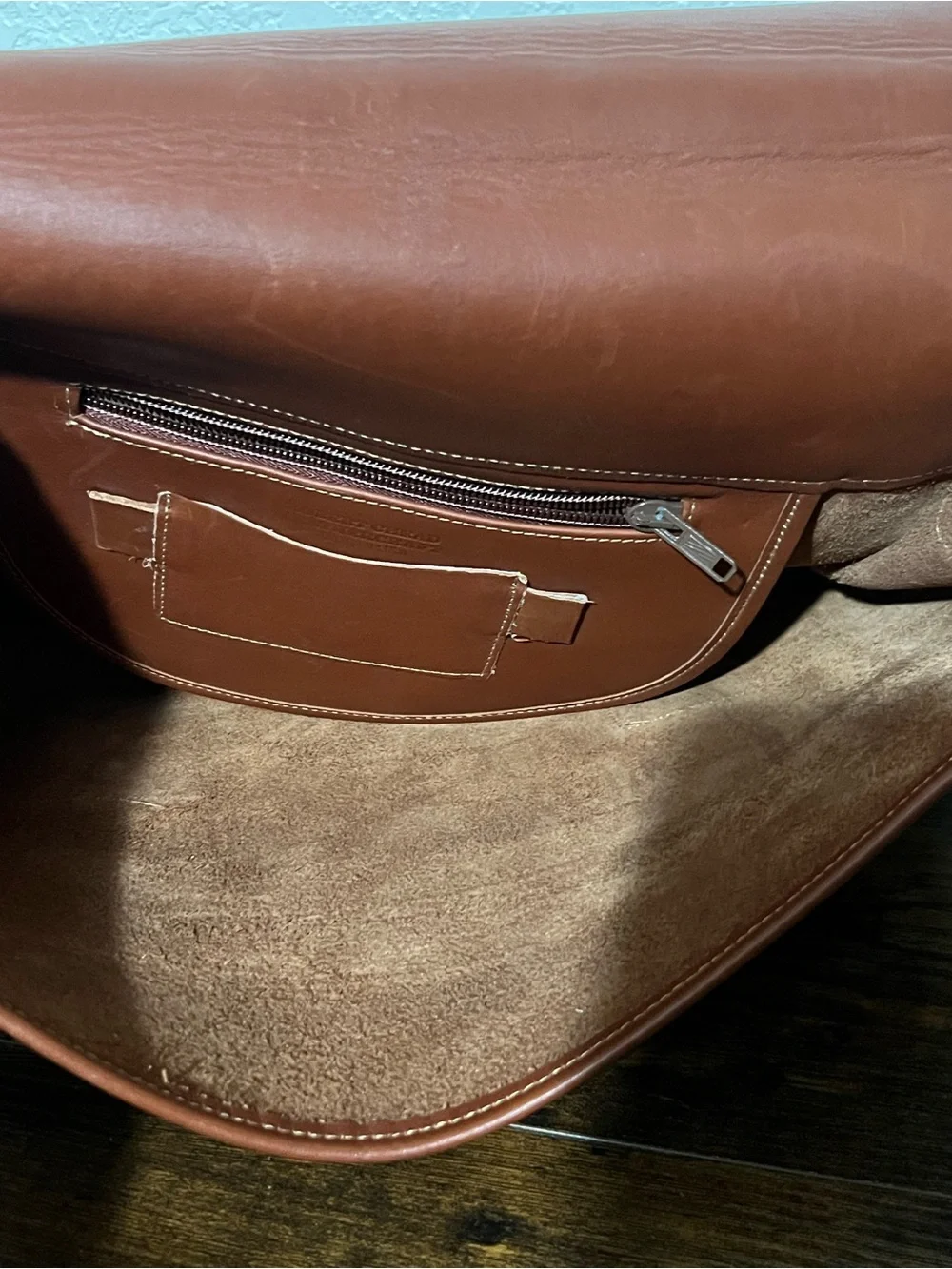 Men's Tan Leather Briefcase with Adjustable Strap